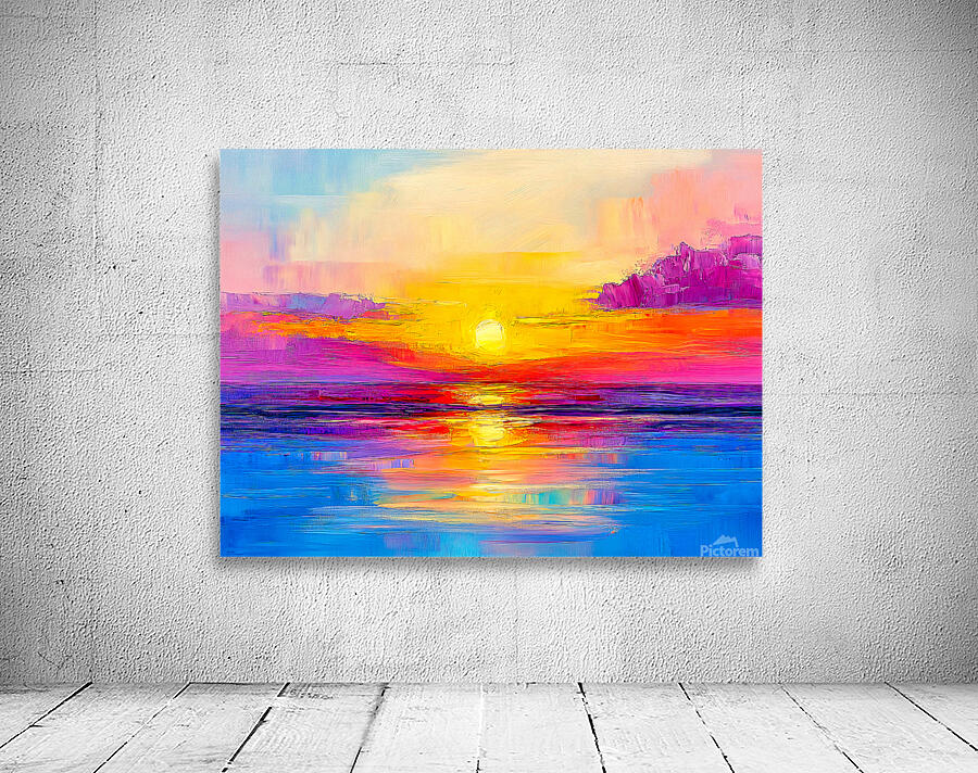 Sunset Over Water Vivid Colors Wall Preview