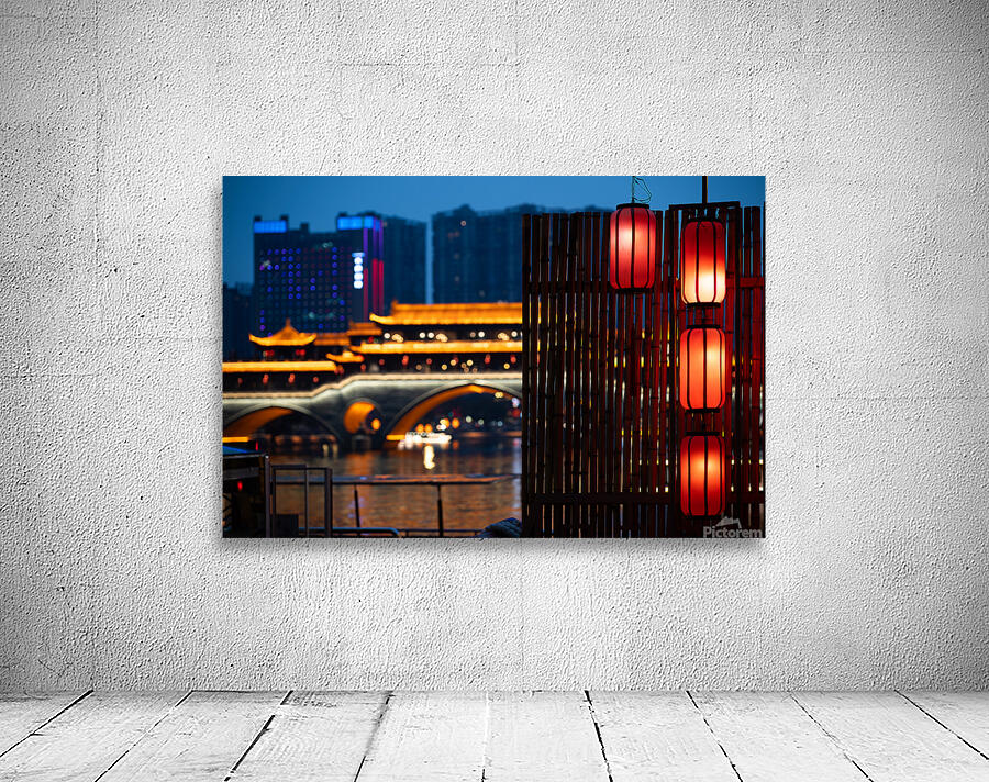 Chinese Lanterns at River Scene at Chengdu Wall Preview