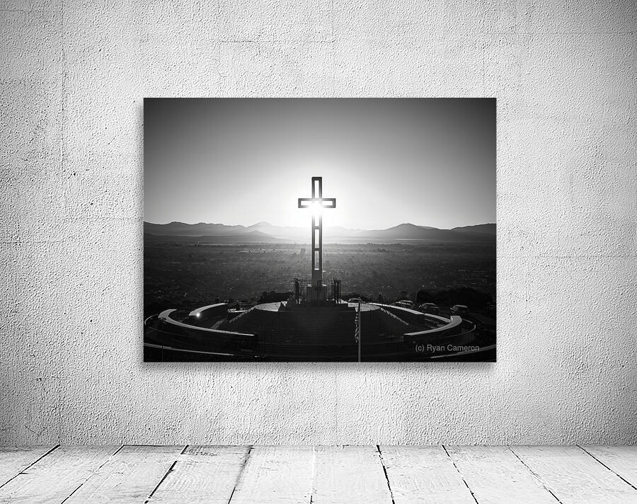 Sunrise Through The Cross Mt. Soledad La Jolla B&W Wall Preview