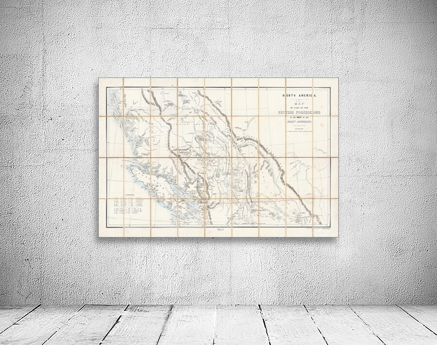 1858 Survey Map of British Columbia – Early Canadian Map Depicting ...