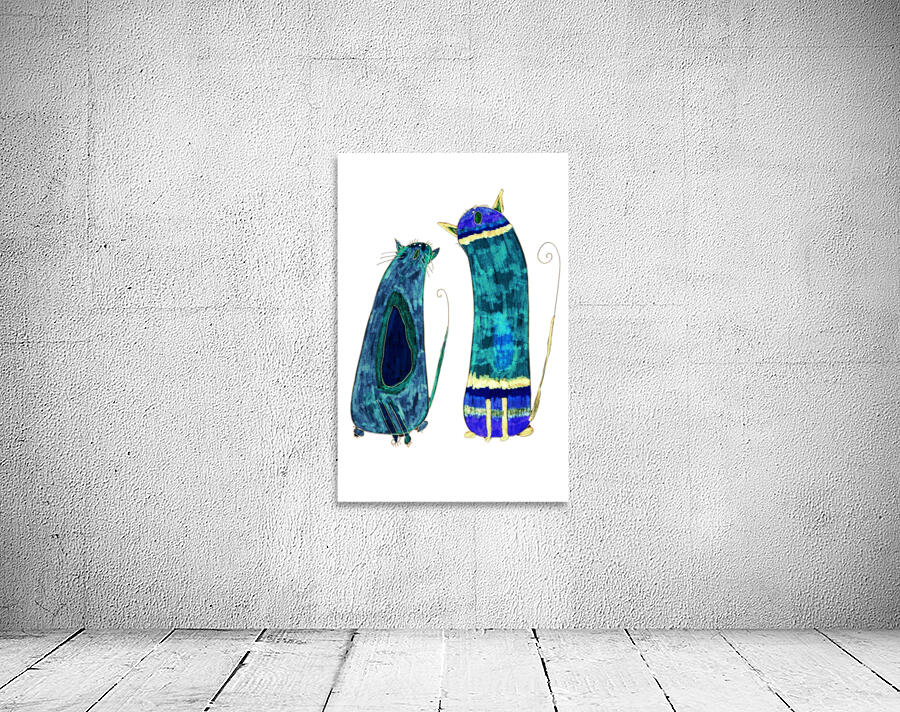 Abstract Green and Blue Singing Cats Wall Preview