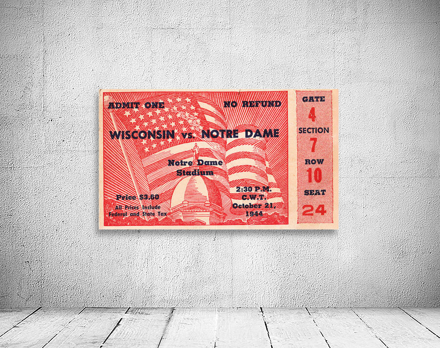 1944 Wisconsin Badgers at Notre Dame Fighting Irish Wall Preview