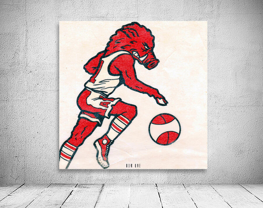 1970s Arkansas Razorback Basketball Cartoon Art Wall Preview