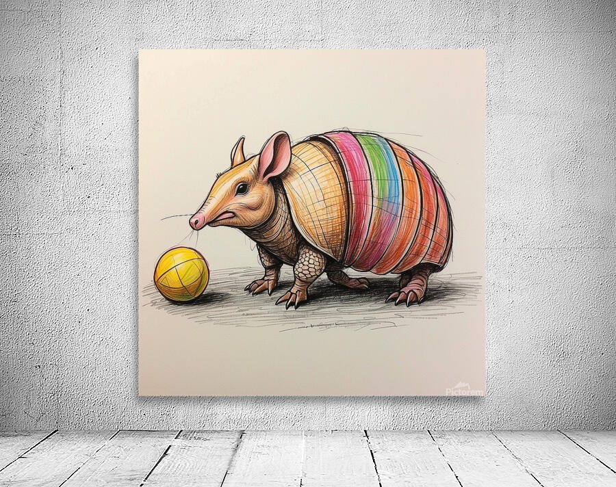 Default A cartoon armadillo curled up in a ball w Wall Preview