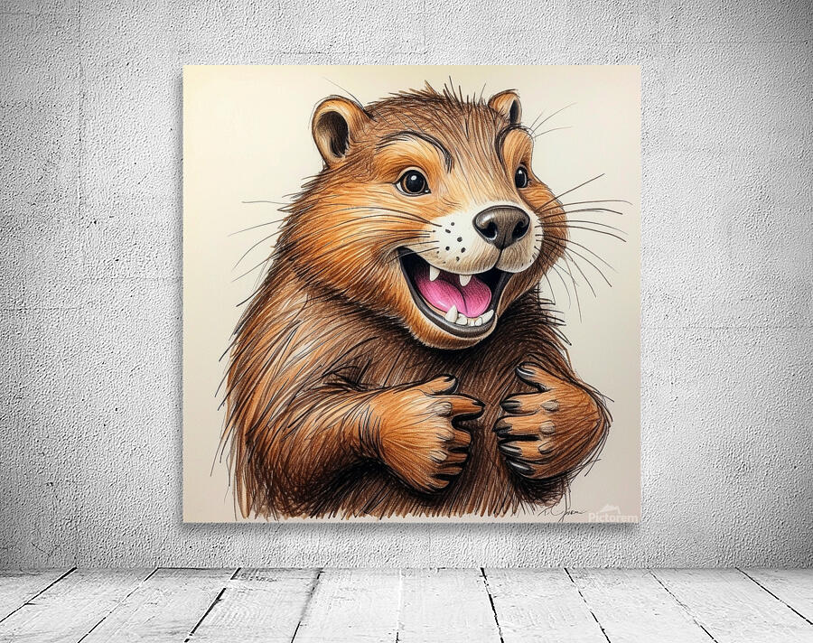 Default A cartoon beaver with its teeth chatterin Wall Preview