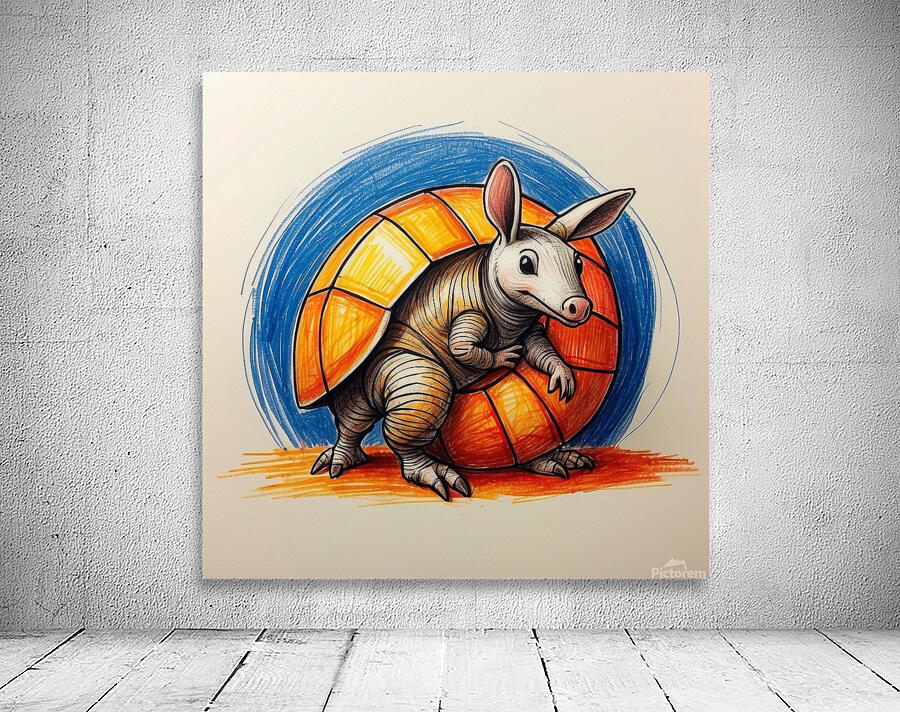 Default A cartoon armadillo curled up in a ball w Wall Preview