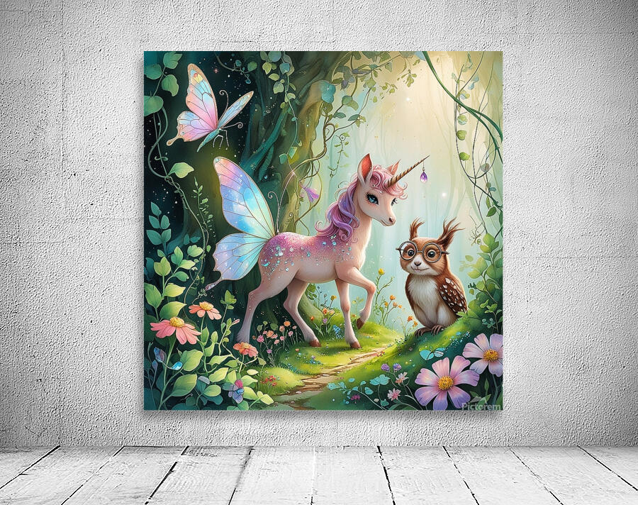 Unicorn Owl and Butterfly Wall Preview