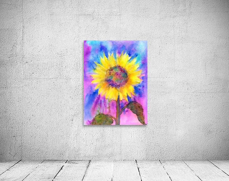 Rainbow sunflower watercolor painting Wall Preview