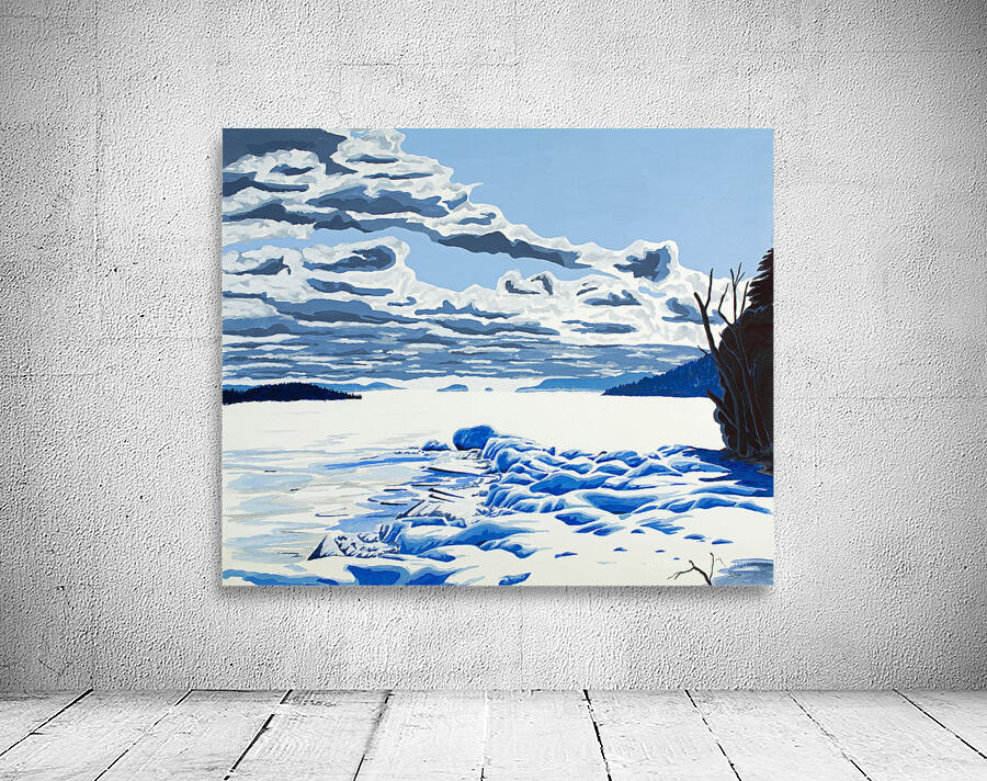Mink Bay Winter Clouds Painting Wall Preview