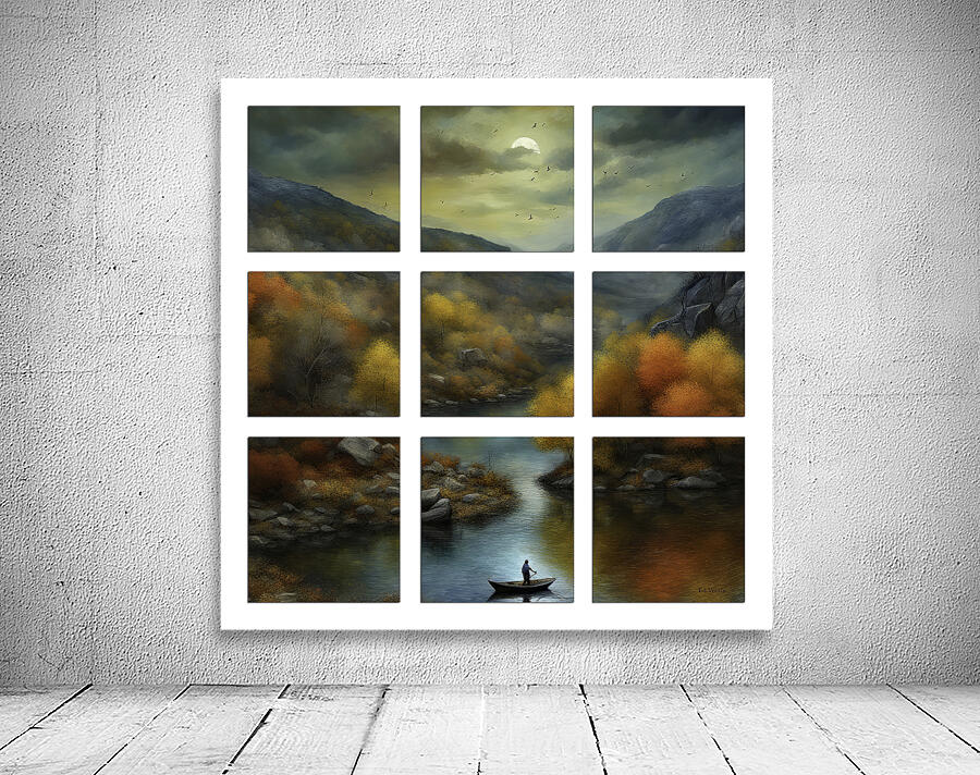 ZIG ZAG RIVER.  9 PANEL Wall Preview