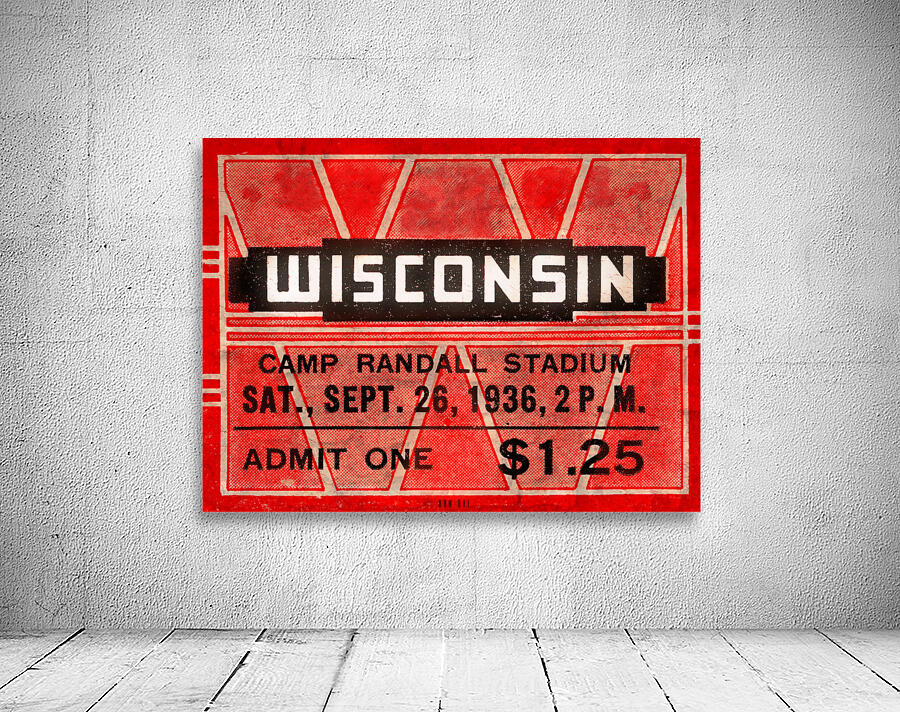 1936 Wisconsin Badgers Ticket Remix Art II by Row One Brand