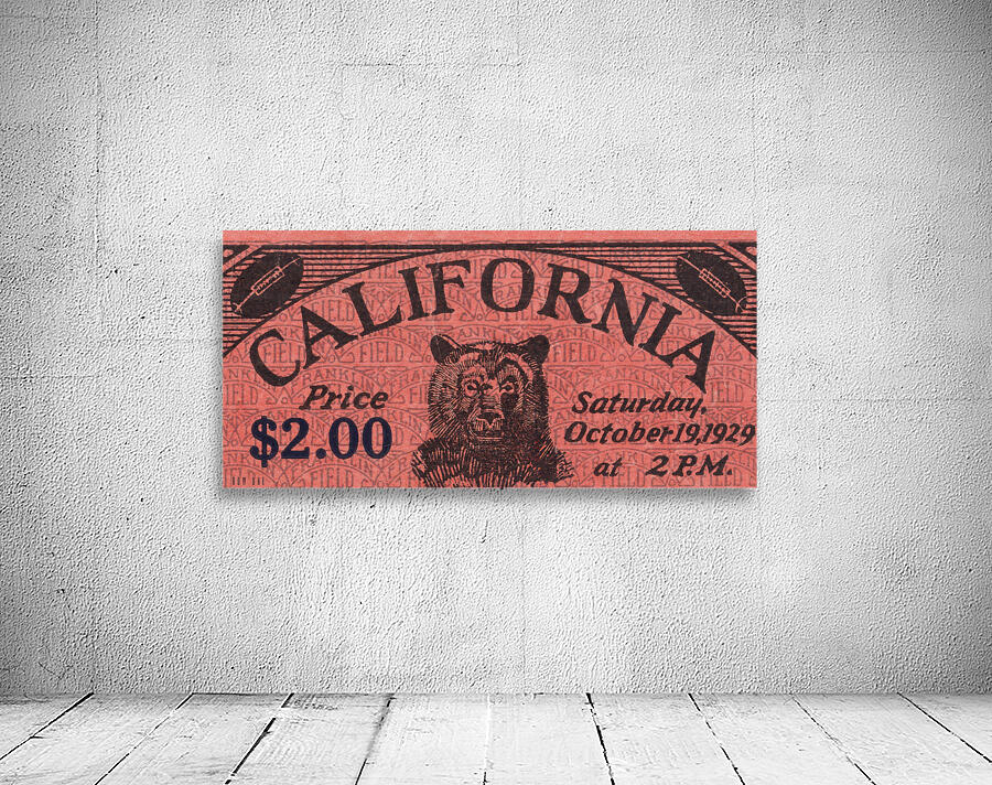 1929 California Golden Bears Football Ticket Art by Row One Brand