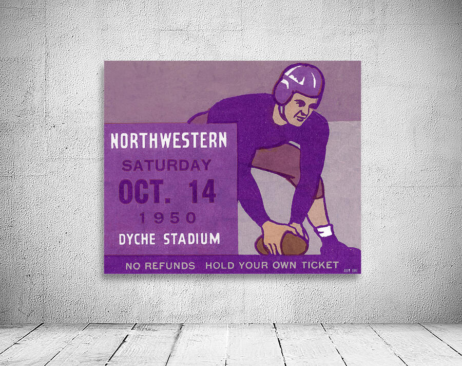 1950 Northwestern Wildcats Football Ticket Art by Row One Brand