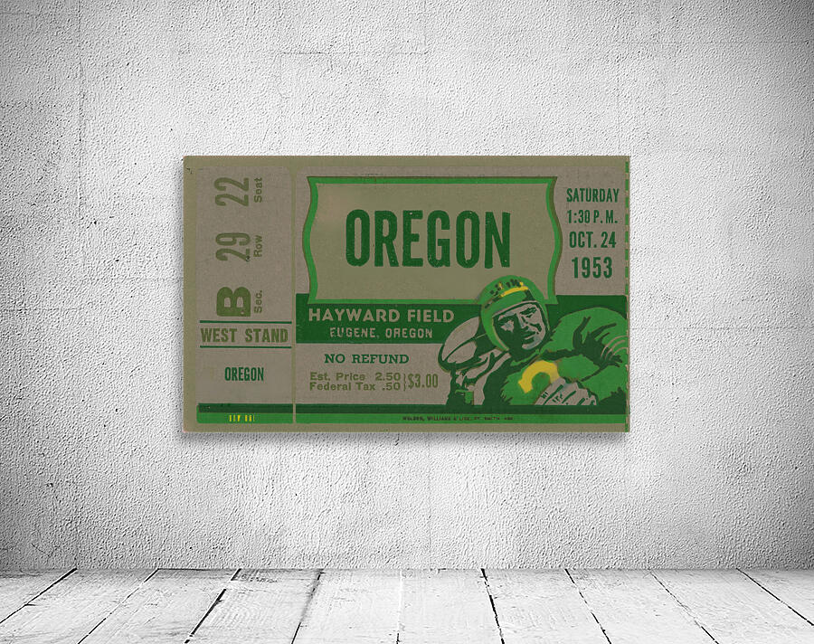 1953 Oregon Ducks Football Ticket Remix Art by Row One Brand