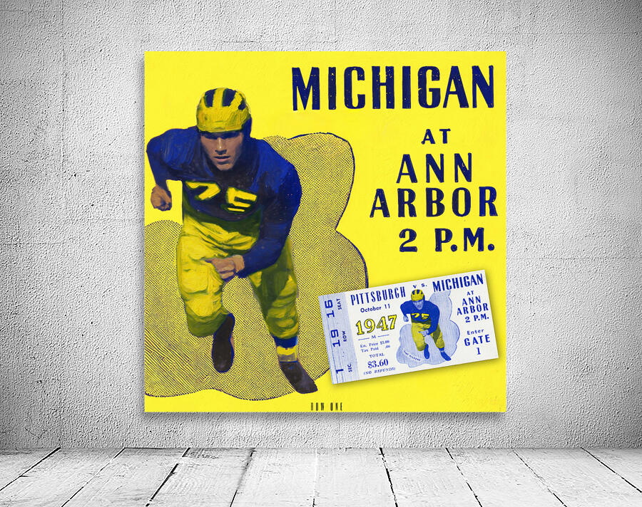 1947 Michigan Wolverines Football Ticket Remix by Row One Brand