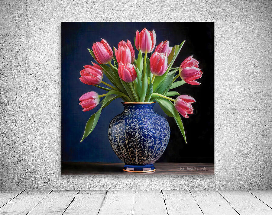 Red Tulips in Blue Wall Preview
