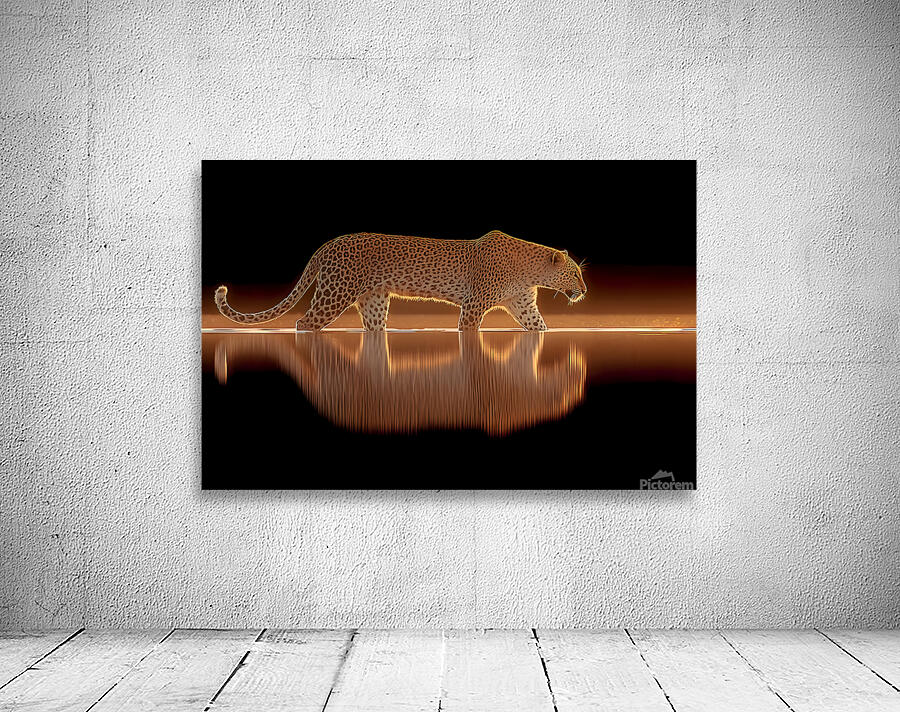 Nocturnal Grace – Cheetah Reflection Print Wall Preview