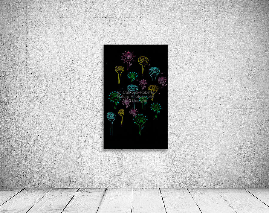 Abstract Neon Spiral Flowers Wall Preview