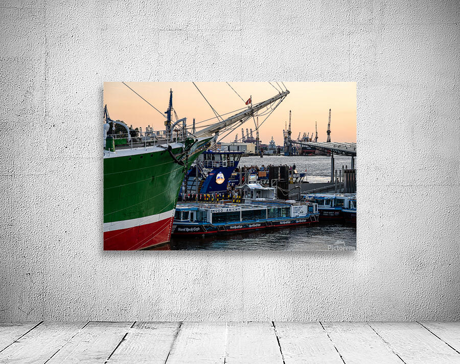 Hamburg Germany – 06 18 2025: Famous historic sailing boat Rickmer Rickmers at St. Pauli Landungsbrücken at the Elbe River Wall Preview