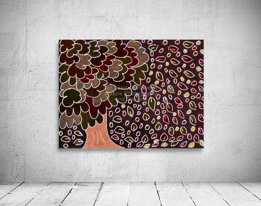 Abstract Brown Oak with Falling Leaves Wall Preview