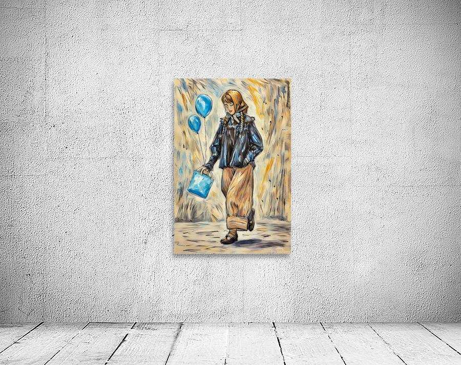 ArtXcl 045 woman walk balloons fasjion illustration Wall Preview