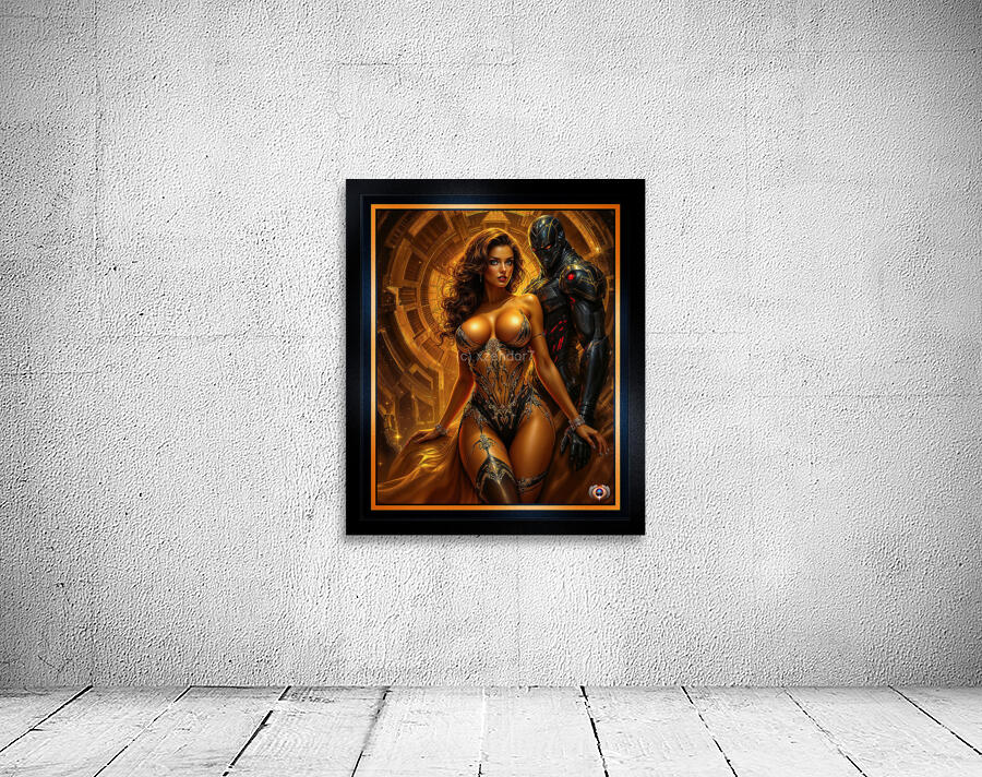 Portrait Of Melatori and Her Melatoid Guardian Gorgeous AI Concept Art by Xzendor7 Wall Preview