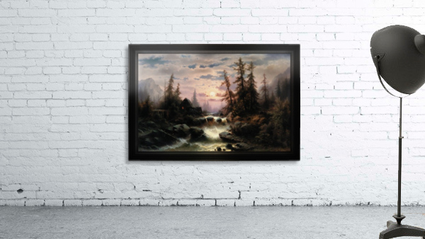Mountain Stream in the Moonlight by Albert Rieger Wall Preview