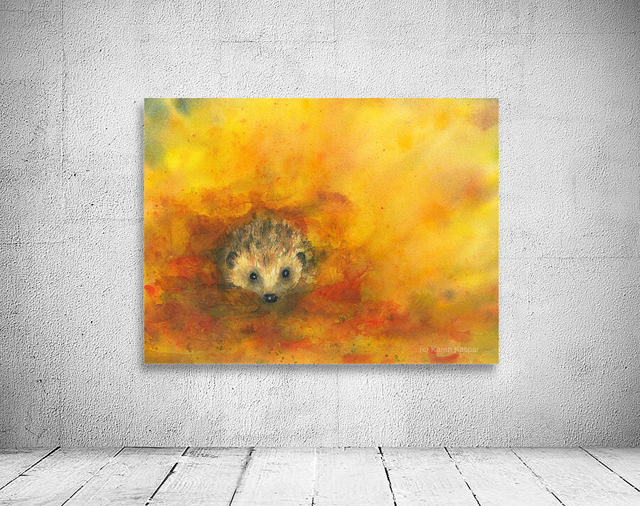 Hedgehog in autumn leaves  Wall Preview