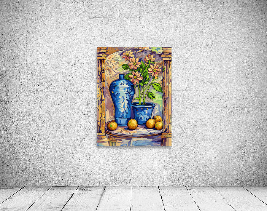 Arte 047 still life with blue china red Wall Preview