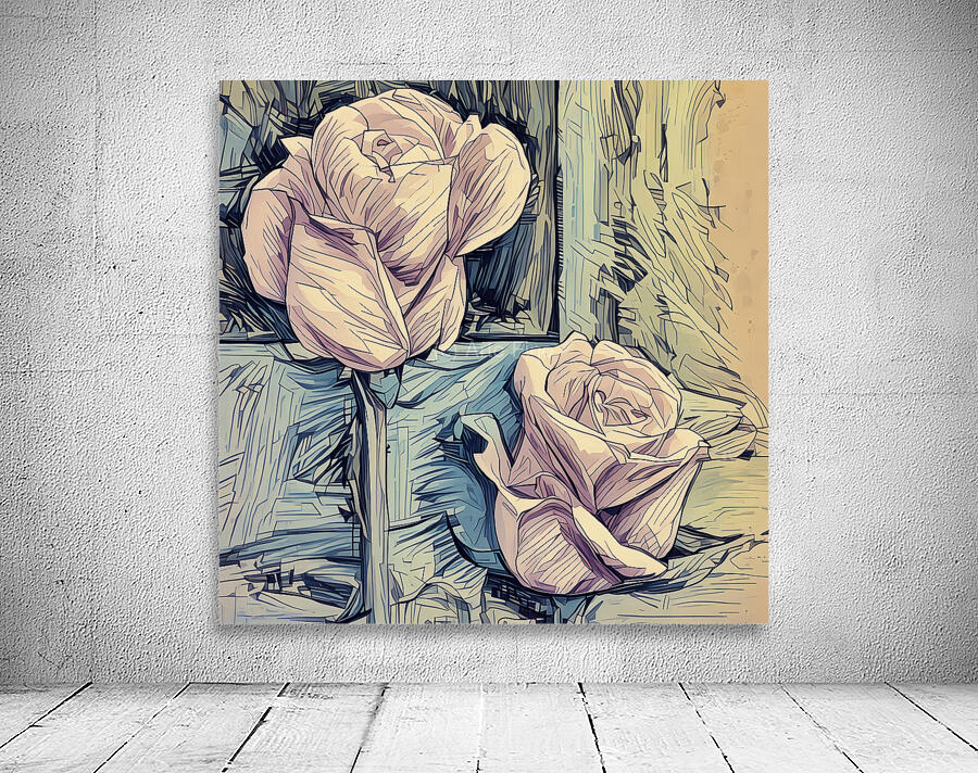 Arte 048 White roses Abstract Painting Wall Preview