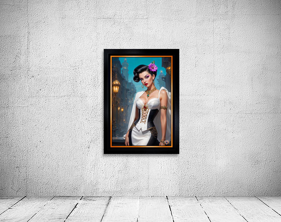 Baroque Beauty Valeriana Corvus Portrait Illustration Mesmerizing AI Concept Art by Xzendor7 Wall Preview