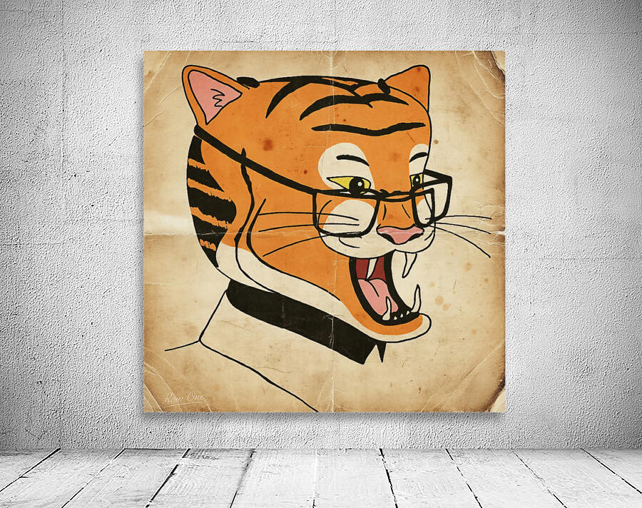 1950s Tiger in Glasses Wall Preview