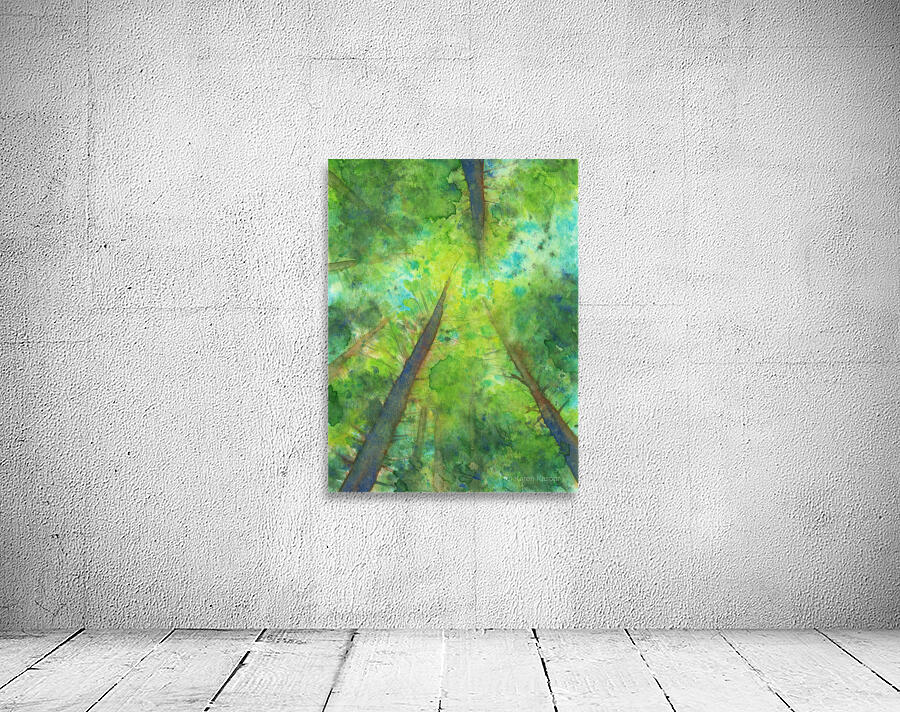 Looking up into the treetops handmade watercolor Wall Preview