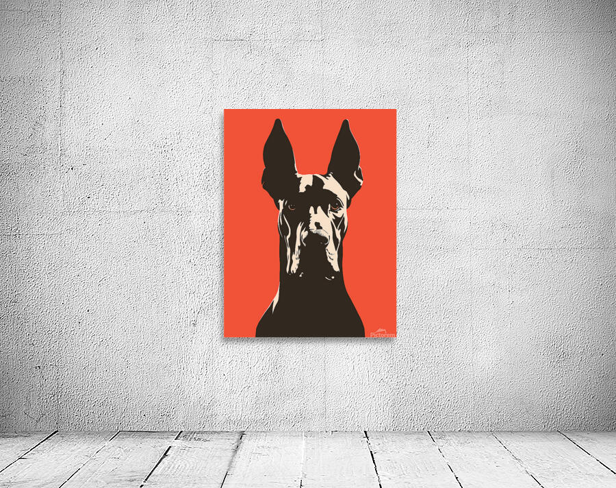Bold Great Dane Dog Minimalist Black and Orange Dog Design for Dog Lovers Wall Preview