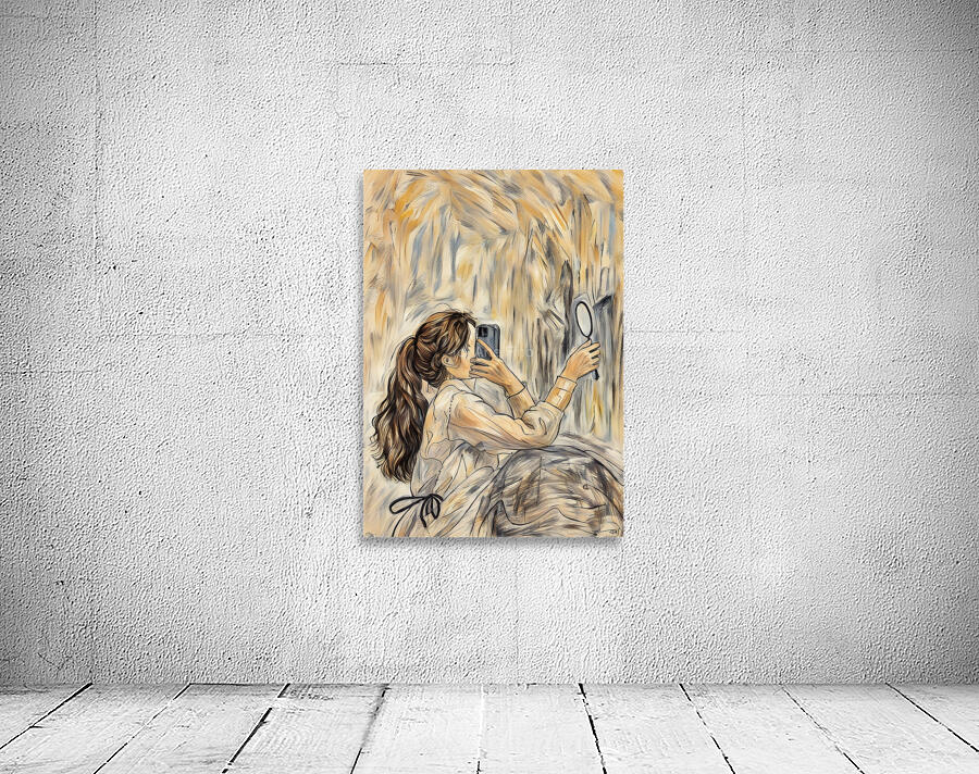 ArtXcl 045 woman phone mirror drawing Wall Preview