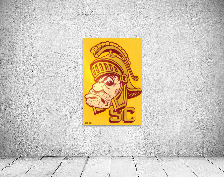Vintage USC Trojan Cartoon Art Wall Preview