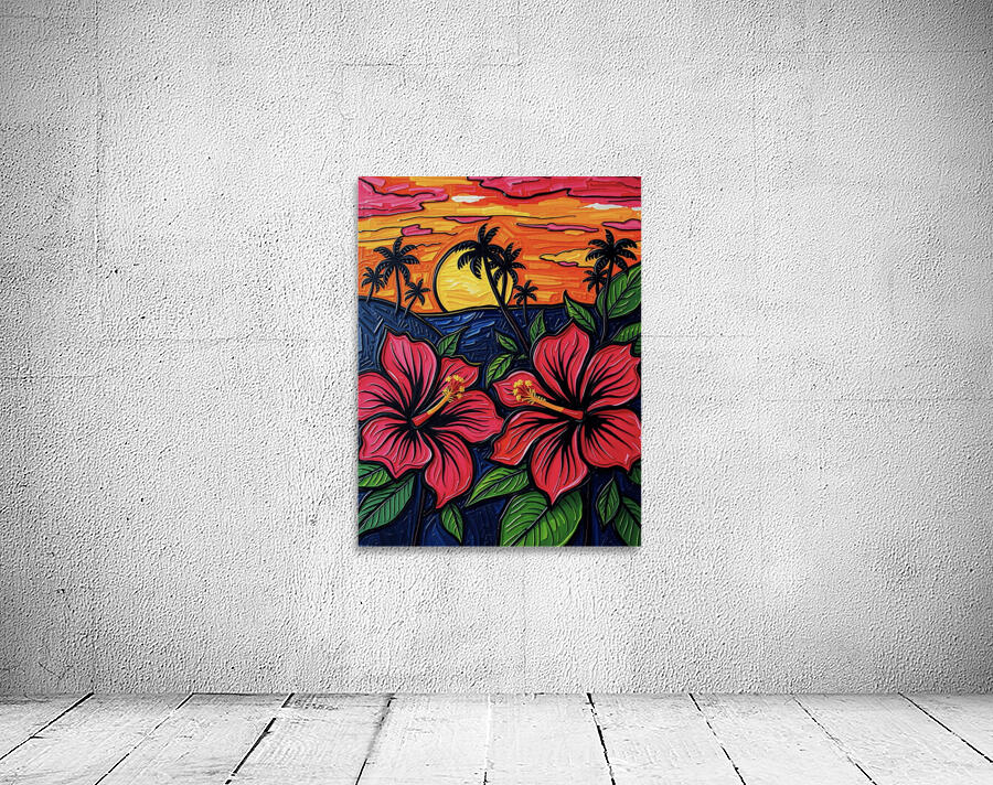 Hibiscus Flowers At Sunset Wall Preview