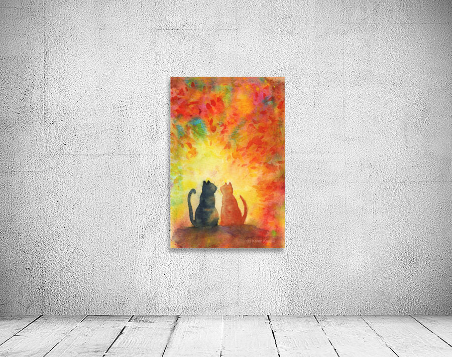 Two cats under a colorful sky Wall Preview