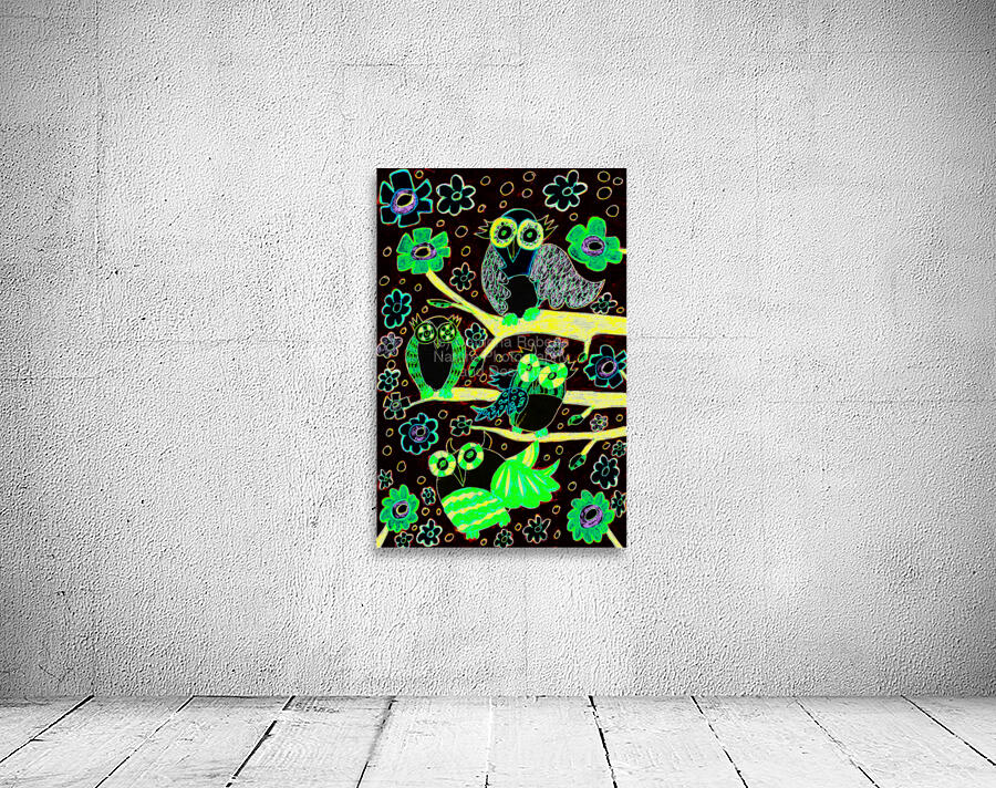 Abstract Vivid Owls Wall Preview