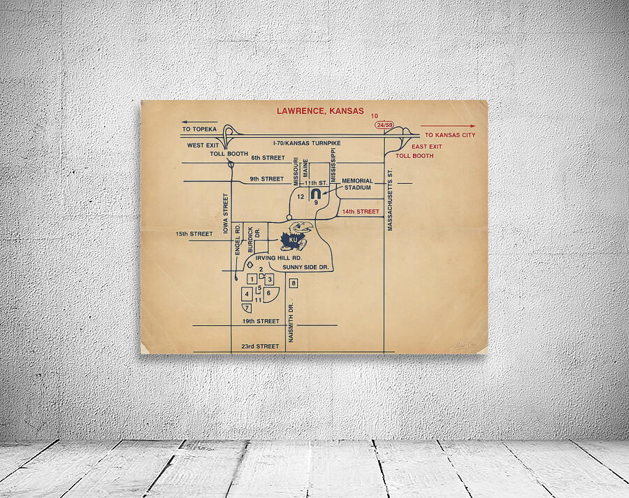 1980s Lawrence Kansas Map Wall Preview