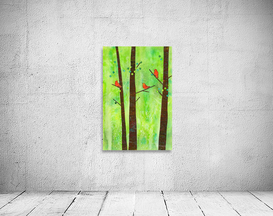 Birds in a summer forest paper collage Wall Preview