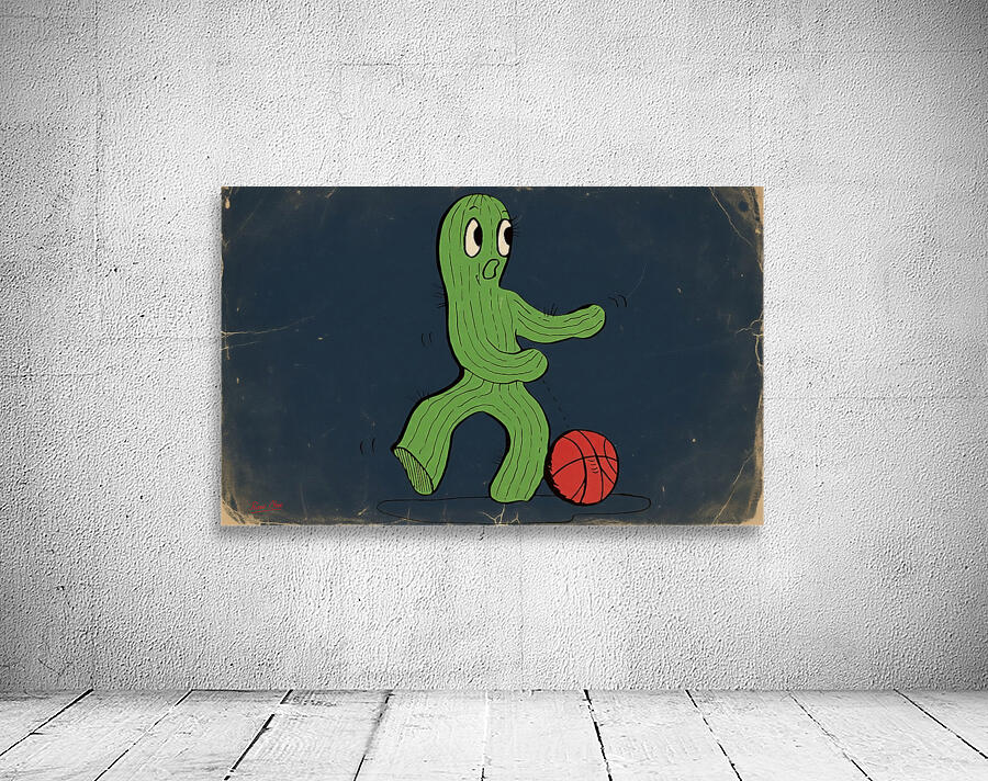 1950s Arizona Cactus Basketball Cartoon Art Wall Preview