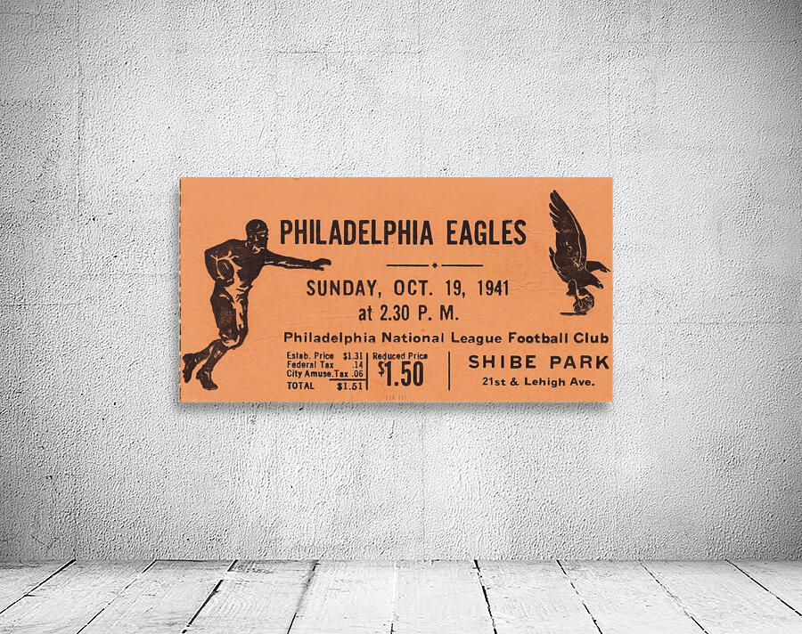 1941 Philadelphia Eagles Ticket Art | Row One Brand Wall Preview