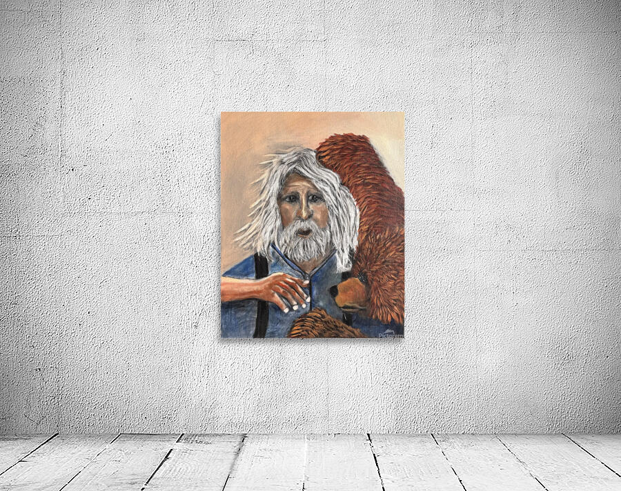 IMG 4233 Mountain man getting a hug by a grizzly Wall Preview