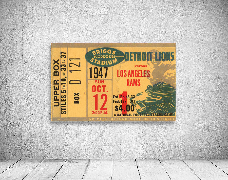 1947 LA Rams at Detroit Lions Ticket Art Wall Preview