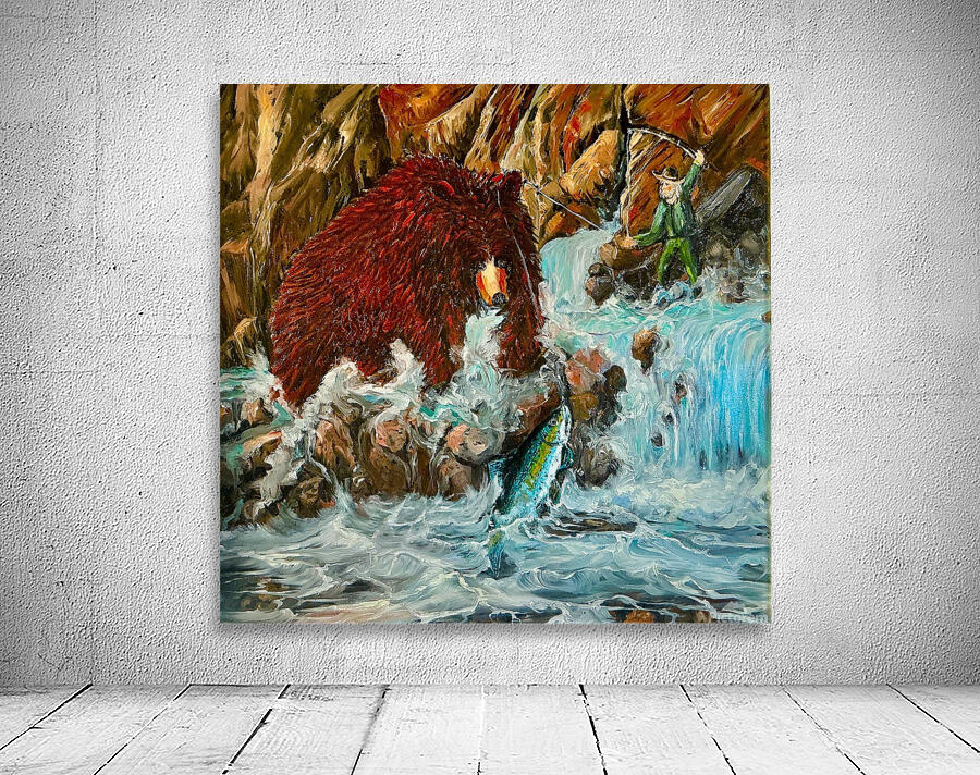 IMG 0310 -fisherman grizzly bear rainbow  trout Wall Preview