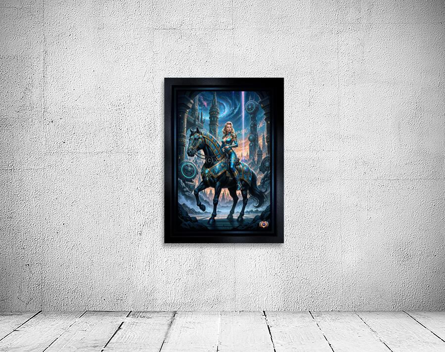 Mylara Wynthra Riding Nyxarion In Gryndorium Captivating AI Concept Art by Xzendor7 Wall Preview