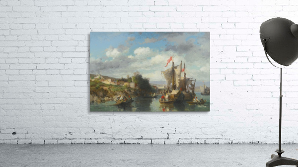 Boats and landscape by Germain Fabius Brest