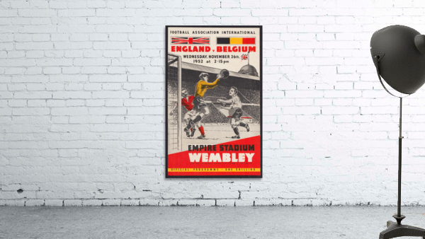 1952 England vs. Belgium Association Football Art  by Row One Brand