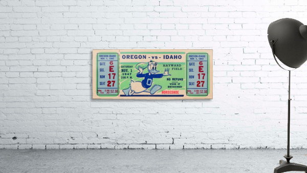 1947 Idaho vs. Oregon Ducks Football Ticket Canvas by Row One Brand